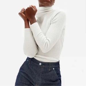 Everlane Sweaters Italian Merino Wool Rib Turtleneck Sweater, size L, bone